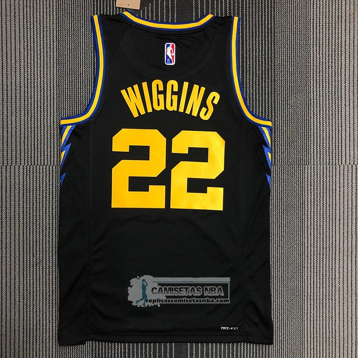 Camiseta Golden State Warriors Andrew Wiggins NO 22 Ciudad 2021-22 Negro